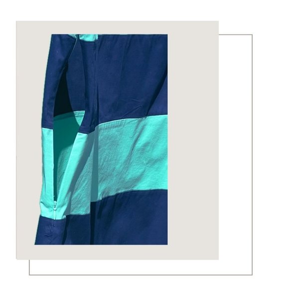 Navy and Jade Green Striped A-Line Dress - Picture 5 of 6